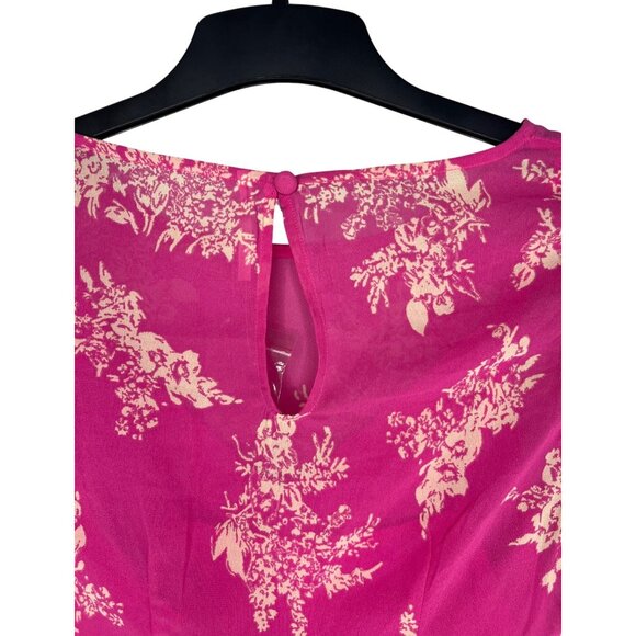 Free People Mazzi Pink Floral Mini Dress Cap Sleeves Keyhole Back Size XS - Picture 6 of 16